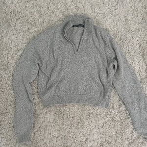 brandy Melville grey quarter zip-up sweater